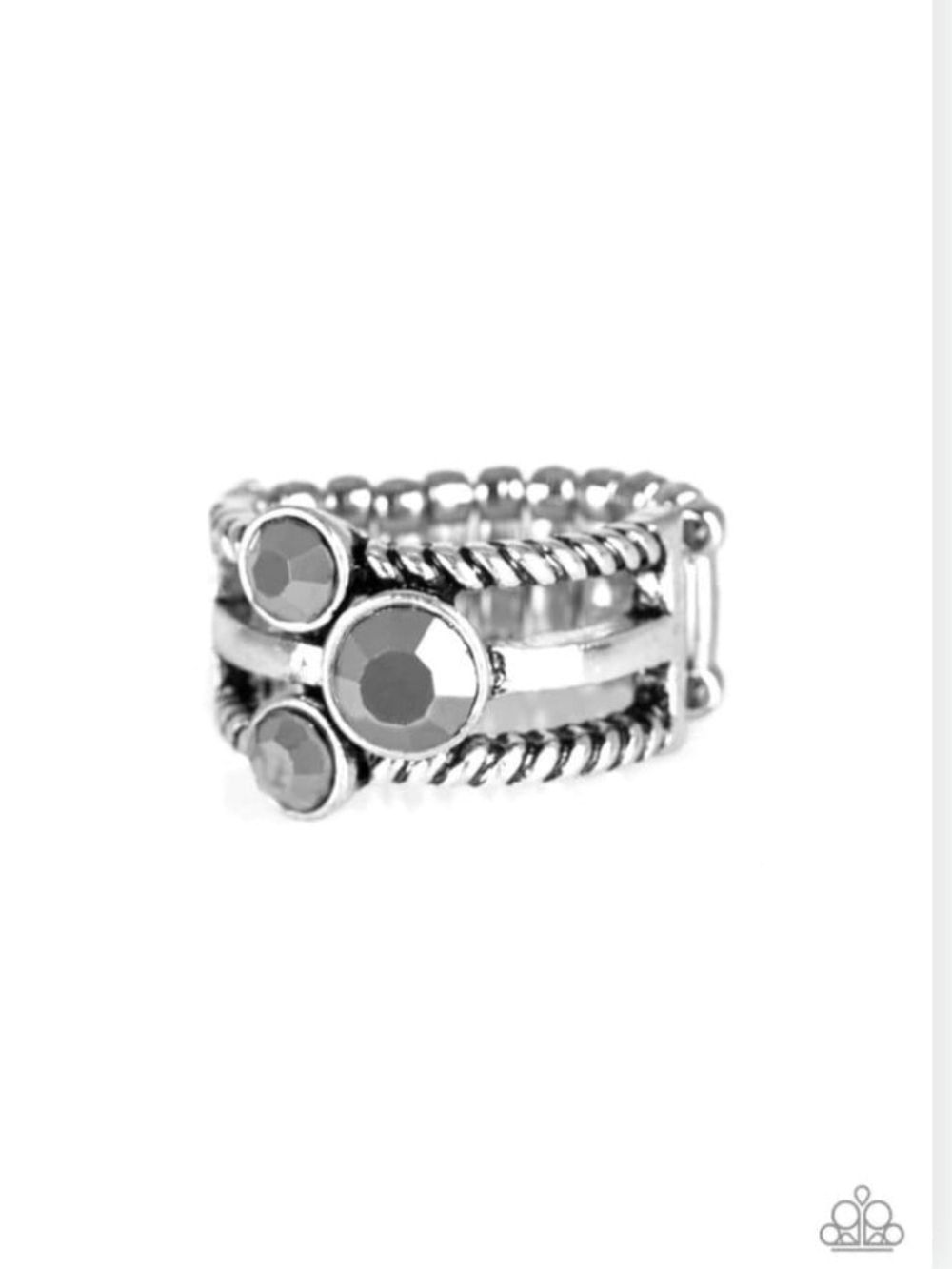 Head In The Stars Silver Ring Paparazzi Silver-Tone Triple Stone Rope Stack Ring
